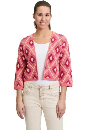 Cartoon Strickjacke Casual-Strickjacke mit 3/4 Arm (1-tlg) Rippbündchen
