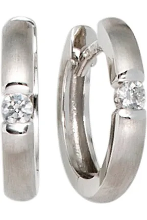 Jobo Paar Creolen Ohrringe mit Diamanten, 585 Weißgold