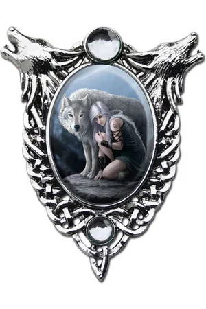 ANNE STOKES Kettenanhänger Anhänger Beschützer Cabochon Schmuck Fantasy Wolf Elfe Uni - Verkäufer: Holzenplotz