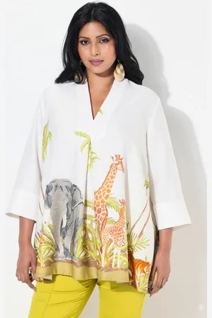 Ulla Popken Tunika Tunika A-Linie Kelchkragen V-Ausschnitt 3/4-Arm - Verkäufer: Popken Fashion Group