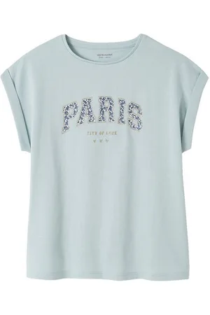 Vertbaudet Kurzarmshirt Mädchen T-Shirt, Blumen-Schriftzug - Verkäufer: