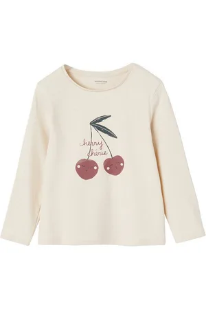 Vertbaudet Langarmshirt Mädchen Shirt mit Messageprint BASIC Glitzereffekt - Verkäufer: