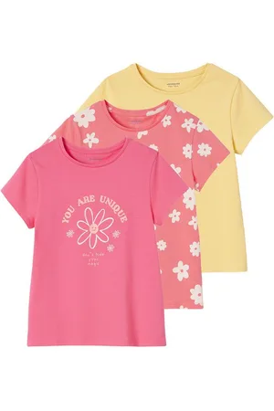 Vertbaudet Kurzarmshirt 3er-Pack Mädchen T-Shirts, Glanzdetails BASIC - Verkäufer: