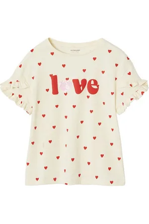 Vertbaudet Kurzarmshirt Mädchen T-Shirt mit Pailletten-Applikation Pailletten-Applikation - Verkäufer: