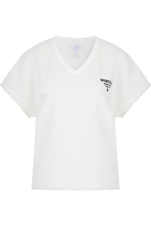 Sportalm T-Shirt mit Fransenborte am Saum im Vorderteil und am Ärmelsaum