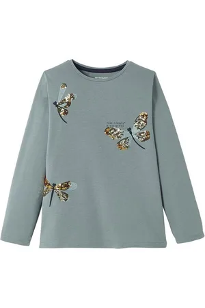 Vertbaudet Langarmshirt Mädchen Shirt mit Paillettenmotiv - Verkäufer: