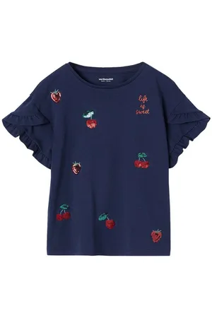 Vertbaudet Kurzarmshirt Mädchen T-Shirt mit Pailletten-Applikation Pailletten-Applikation - Verkäufer: