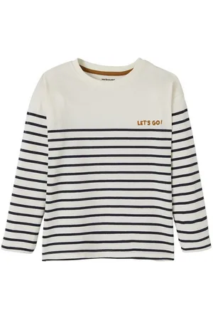 Vertbaudet Langarmshirt Jungen Ringelshirt, Flockprint - Verkäufer: