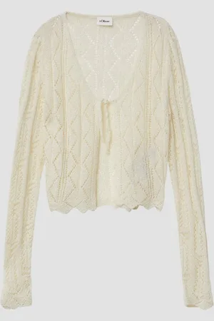 QS by s.Oliver Strickjacke Verkürzter Cardigan mit Strickmuster und Bogenkante - Verkäufer: