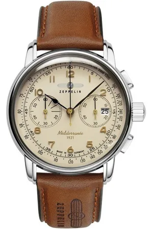 Zeppelin Chronograph Herrenuhr Mediterranee, Made in Germany, Lederband, 42 mm, 9670-5 - Verkäufer: Jäckle Uhrenhandel e.K.