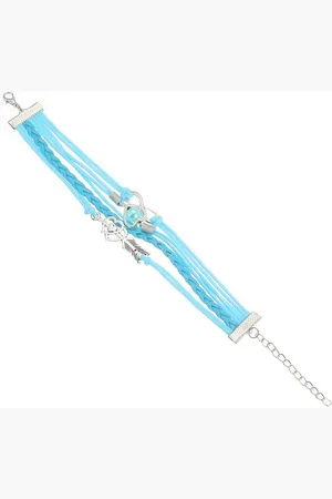 Karma Lederarmband Damen Armband Leder mit Herz und Infinity Symbol verstellbar (Wickelarmband Armbandset, Damenschmuck Sommer Urlaub), Freundschaftsarmband türkis rosa oder lila Geschenk für Frauen Mädchen - Verkäufer: Sanixa