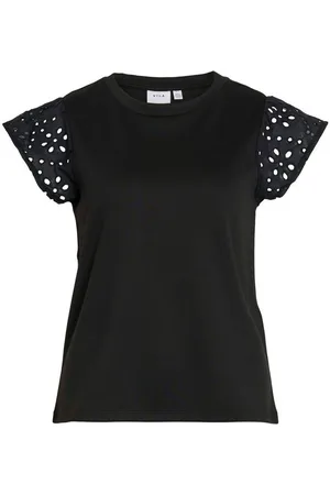 VILA T-Shirt T-Shirt mit Lochstickerei an den Ärmeln VILUCE O-NECK FLOUNCE TOP - Verkäufer: ARIZONAS