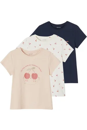 Vertbaudet Kurzarmshirt 3er-Pack Mädchen T-Shirts, Glanzdetails BASIC - Verkäufer: