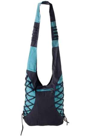Vishes Shopper Yogi Umhängetasche aus Baumwolle mit Schnüren und Holzperlen, Hippie, Yoga Style - Verkäufer: - Alternative Bekleidung