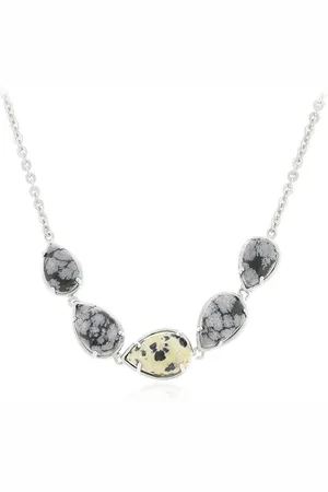 Cavill Silberkette USA Dalmatiner Jaspis & Obsidian Silber Halskette, 21,7ct (1-tlg) - Verkäufer: Juwelo Deutschland GmbH