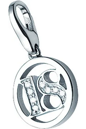 Giorgio Martello Charm-Einhänger Zahl 18 mit Zirkonia Steine, Silber 925