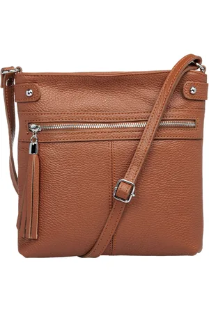 CASPAR Umhängetasche Mittelgroße Crossbody Bag Leder Tasche - CLASSIC LINE - Modell No.825, elegant, robust & unempfindlich - 100% Echtleder - Handmade in Italy - Verkäufer: & SIKORA