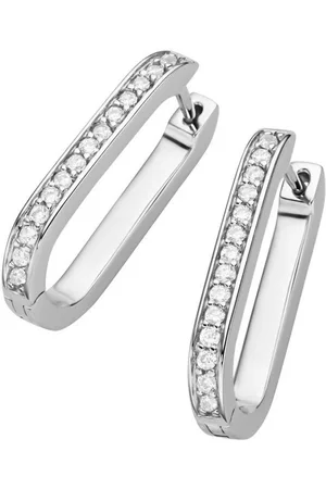 Giorgio Martello Paar Creolen ovale Form, mit Zirkonia, Silber 925
