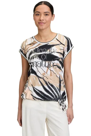 Betty Barclay Kurzarmshirt Printshirt mit Tunnelzug (1-tlg) Glitzersteine