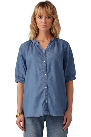 Envie de Fraise Kurzarmbluse Kurzärmelige Umstandsbluse aus Light-Denim - Verkäufer: vertbaudet