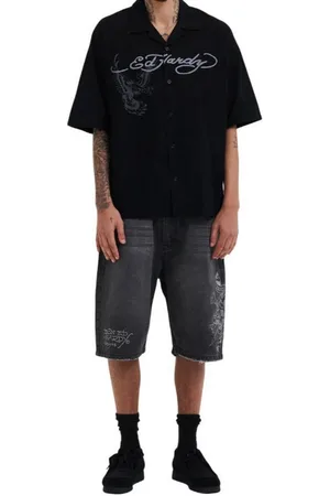 ED HARDY Jeansshorts Short Jeans Death or Glory black - Verkäufer: Big Leshopski
