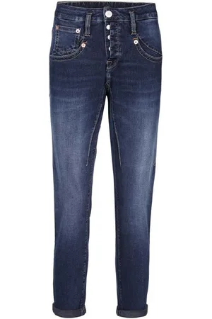 Herrlicher 7/8-Jeans Shyra Cropped Denim Stretch mit halb verdeckter Knopfleiste