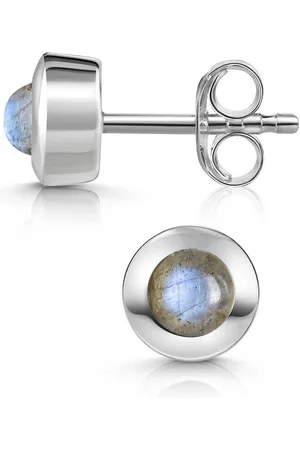 Materia Paar Ohrstecker Labradorit Edelstein Ohrringe Blau rund SO-207, 925 Sterling Silber - Verkäufer: Schmuck