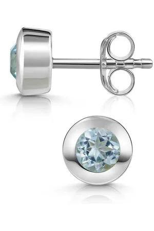 Materia Paar Ohrstecker Blautopas Edelstein Ohrringe facettiert Ø7mm SO-155, 925 Sterling Silber - Verkäufer: Schmuck