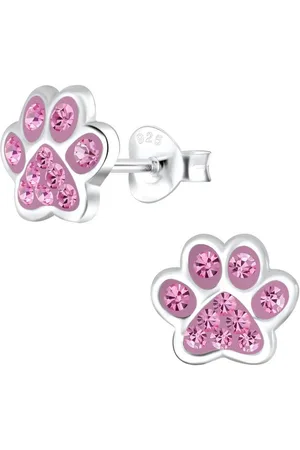 schmuck23 Paar Ohrstecker Kinder Ohrringe Kristall Pfote 925 Silber, Kinderschmuck - Verkäufer: