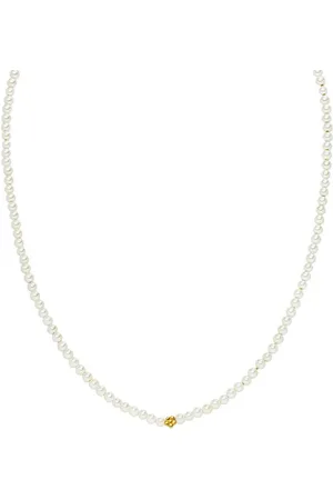 Purelei Perlenkette Schmuck Geschenk Bloomy Blume, 23162-Necklace-Bloomy-Gold, mit Muschelkernperle