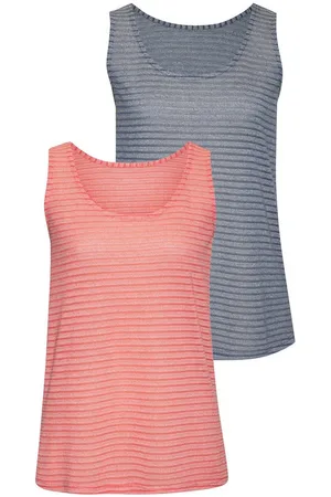 vivance collection Trägertop in Streifenoptik (2er-Pack) aus luftigem Jacquard-Strick