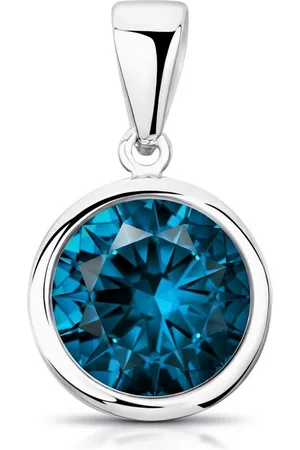 Materia Kristallanhänger Damen Silber Kristall Dunkelblau Ø10mm KA-462, 925 Sterling Silber, rhodiniert - Verkäufer: Schmuck