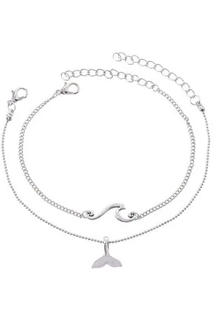 Karma Fußkette mit Anhänger Fußkettchen maritim Silber Walflosse Welle Legierung (Walflosse modern, Strandschmuck Fußschmuck Urlaub Strand Accessoires), Strandschmuck Fußschmuck Urlaub Strand Accessoires - Verkäufer: Sanixa
