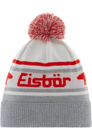 Eisbär Strickmütze Chani OS Pompon Mütze grau/weiß/rot - Verkäufer: beim-schaeftlmaier