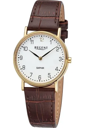 Regent Quarzuhr Damen Armbanduhr Analog, (Analoguhr), Damen Armbanduhr rund, extra groß (ca. 33mm), Lederarmband - Verkäufer: Fit4Style Silberschmuck - IMPPAC