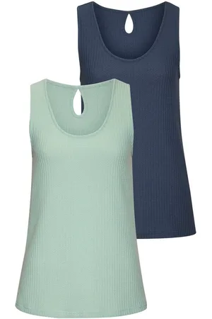 vivance collection Trägertop mit tropfenförmigem Cut-Out am Rücken (2er-Pack) aus weicher Piqué-Qualität