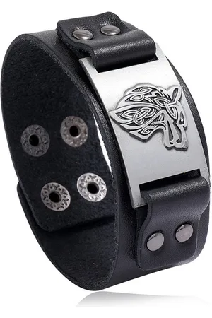 Eyecatcher Lederarmband Wickinger Wolf Silber Bronze Gold Armband verstellbar Mittelalter (kein Set) - Verkäufer: