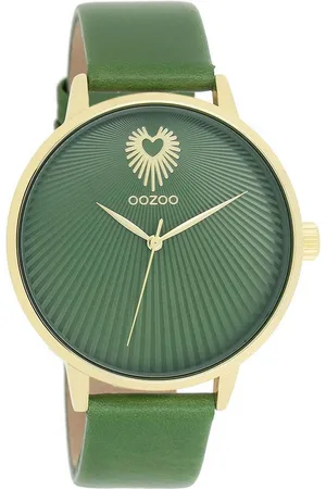 Oozoo Quarzuhr Damenuhr C11344 IP-Gold Lederband Grün 42 mm C11344 - Verkäufer: Jäckle Uhrenhandel e.K.