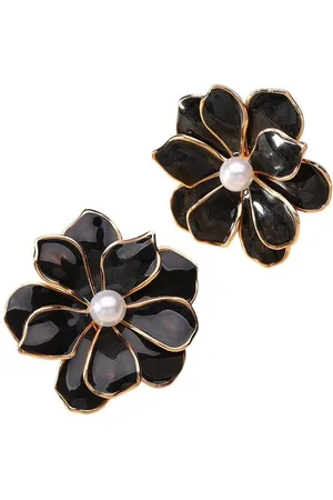 Karma Paar Ohrstecker Damen Blüten Legierung Emaille bunt verschiedene Farben Ohrschmuck ( Grün Rot Violett Pink oder Creme, Blumenohrringe Blumenohrstecker), modern Damenschmuck Ohrringe Damenohrstecker - Verkäufer: Sanixa