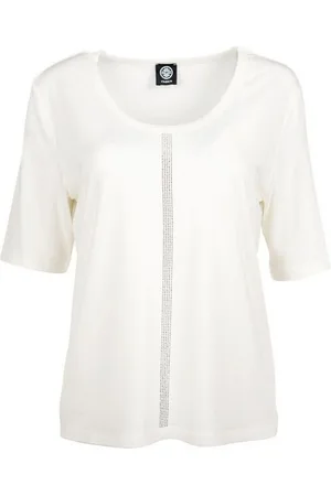 Faber Kurzarmshirt Halbarmshirt mit Steinchenzier in Farbe Offwhite mit Steinchenzier - Verkäufer: Fashion