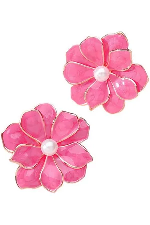Karma Paar Ohrstecker Damen Blüten Legierung Emaille bunt verschiedene Farben Ohrschmuck (Schwarz Grün Rot Violett Pink oder Creme, Blumenohrringe Blumenohrstecker), modern Damenschmuck Ohrringe Damenohrstecker - Verkäufer: Sanixa