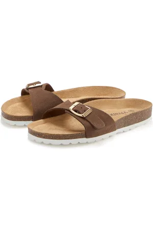 vivance collection Pantolette Mule, Sandale, offener Schuh mit Korkfußbett aus Leder