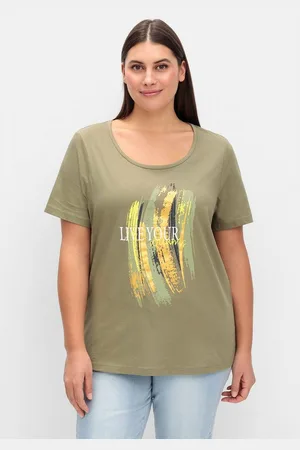 Sheego T-Shirt Große Größen mit Frontdruck und Glitzereffekt