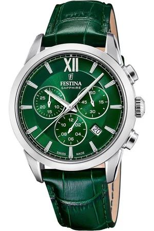 Festina Chronograph Swiss Made Collection F20041/3, Quarzuhr, Herrenuhr, Datum, Lederarmband, Saphirglas, Swiss Made