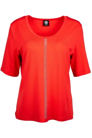 Faber Kurzarmshirt Halbarmshirt mit Steinchenzier in Farbe Koralle mit Steinchenzier - Verkäufer: Fashion