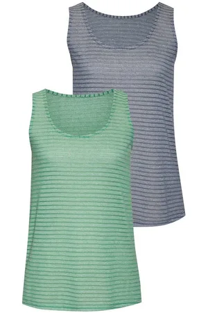 vivance collection Trägertop in Streifenoptik (2er-Pack) aus luftigem Jacquard-Strick