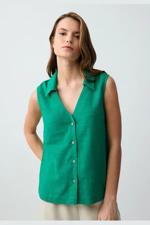 Jimmy Key V-Ausschnitt-Pullover Regular Fit V-hals Geweven Groen Shirt - Verkäufer: