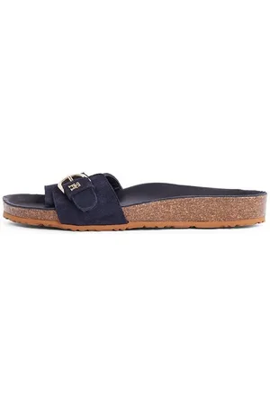 Tommy Hilfiger SOFT SUEDE ADJUSTABLE MULE Pantolette, Keilabsatz, Sommermode, Schlupfschuh, Flats mit TH-Logo