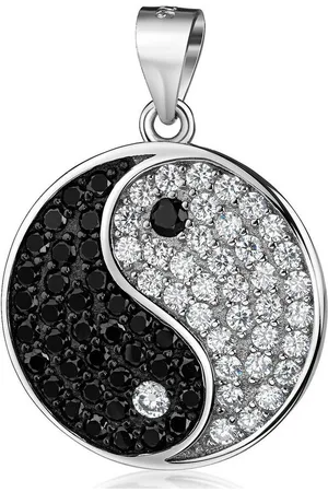 Materia Runder Anhänger Damen Yin Yang Zirkonia Weiß Schwarz KA-509, 925 Sterling Silber, rhodiniert - Verkäufer: Schmuck