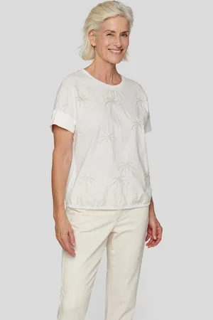 Rabe Print-Shirt Shirt mit Palmenmotiv und Ziersteinen
